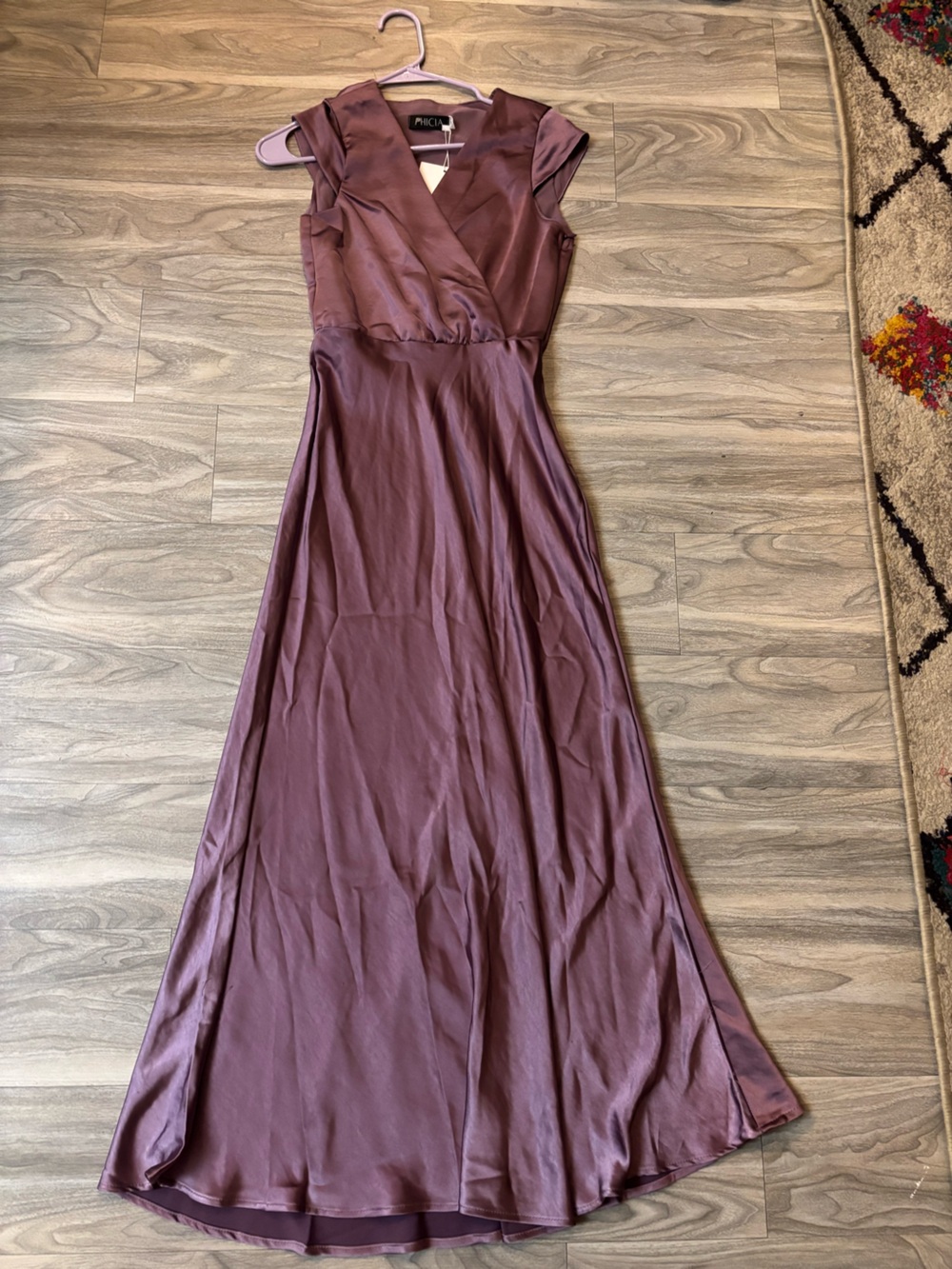 Satin Mauve Wrap Maxi Dress
